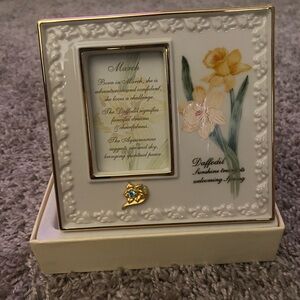 Lenox White and Gold March Birth Flower Frame
